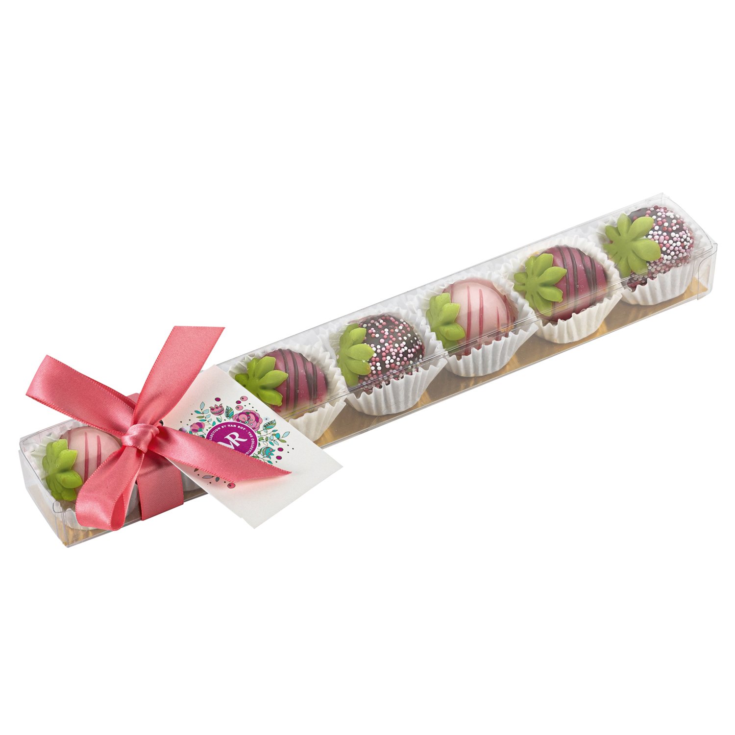 Strawberry marzipan with chocolate in clear stick pack - 12 x 85g