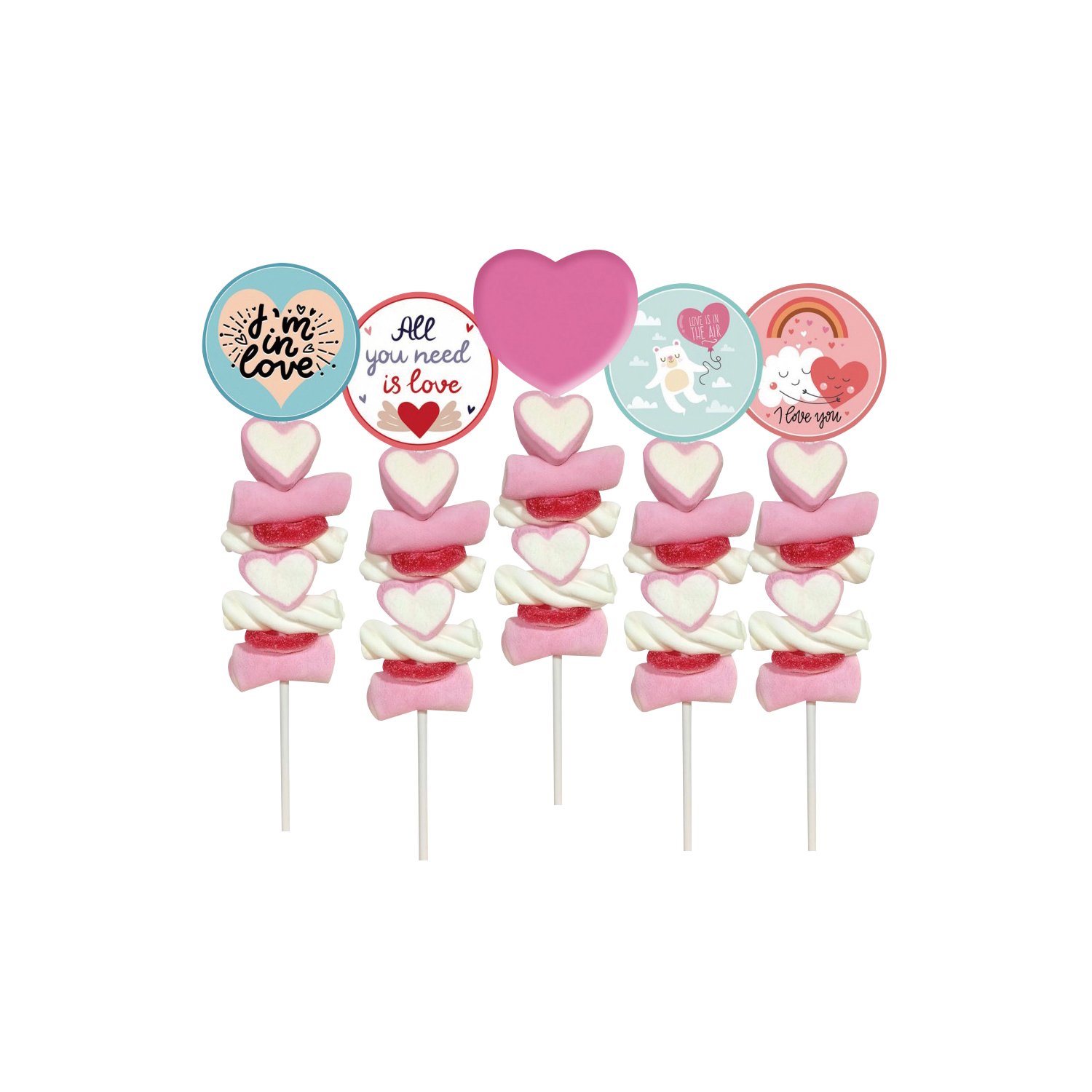 Heart kebabs - assorted design headers - 30 x 45g