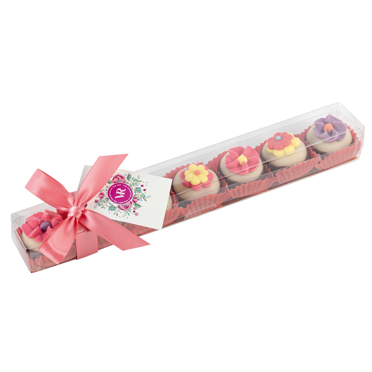 Sugar flowers marzipan in chocolate in clear stick pack - 12 x 120g