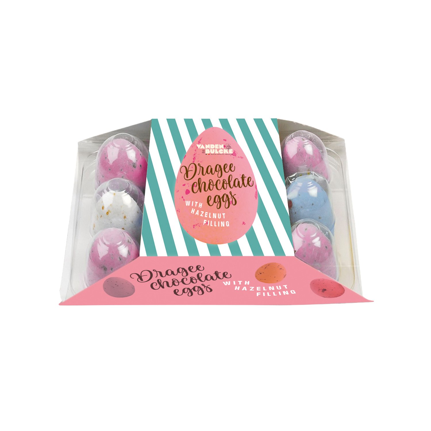 Dragee eggs in pink egg design gift carton - 24 x 130g